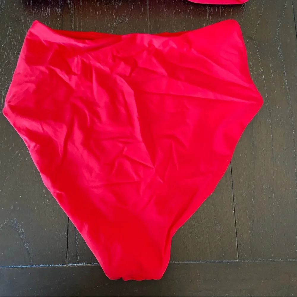 Blooming Jelly Womens Tie Knot High Rise Two Piece Cherry Red Swimsuit Small NWT
